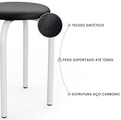 Mesa de Cozinha Bistrô Porto Branco 120cm com 4 Banquetas Industriais