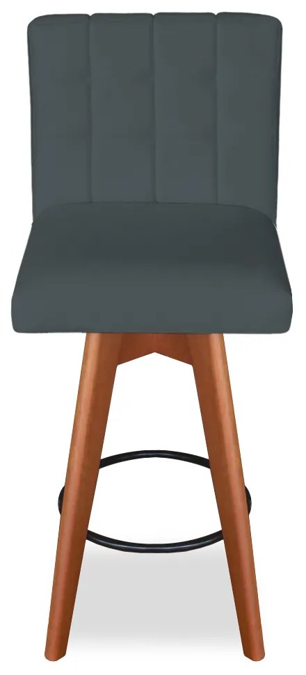 Banqueta Alta Sueli Com Base Giratória Suede Cinza Grafite