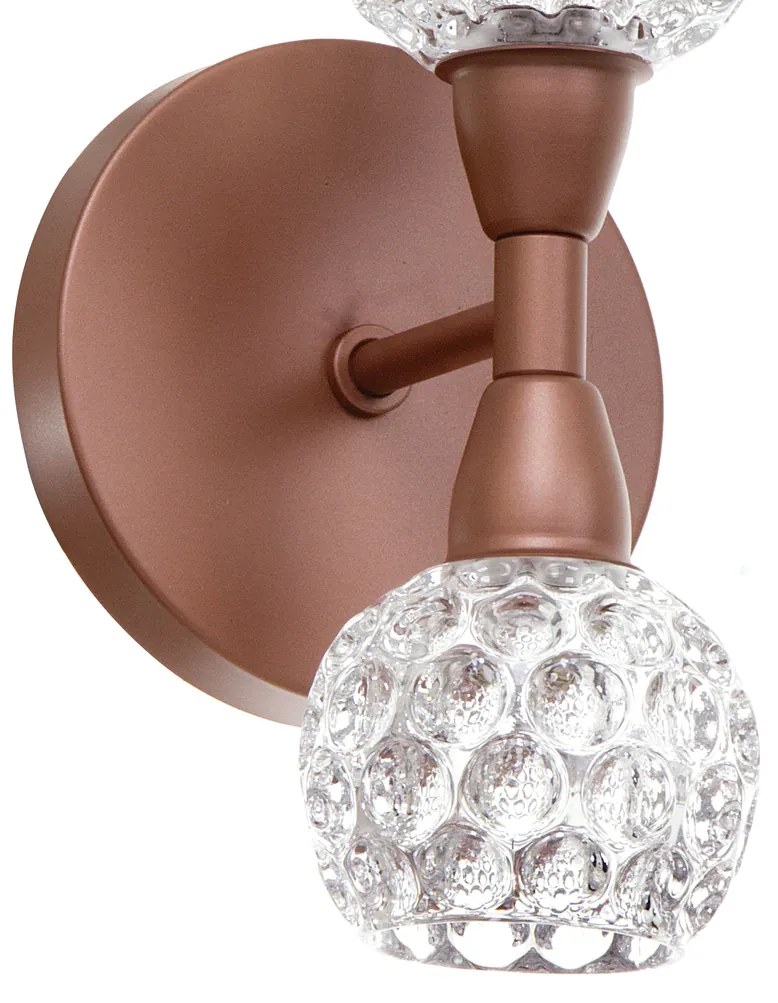 Arandela Bolinha Dupla 12X13X22Cm Metal E Vidro Cristal Ø8Cm 02Xg9 | O... (ROSÊ FOSCO / COBRE BRILHO, CLEAR (TRANSPARENTE))