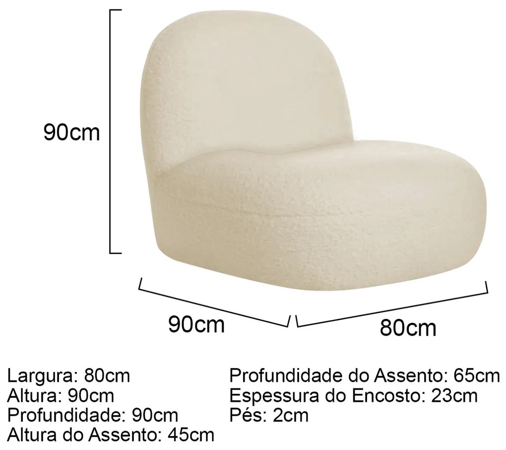 Sofá Curvo 160cm 2 Lugares e 2 Poltrona Orgânico Amsterdã Linho - ADJ Decor