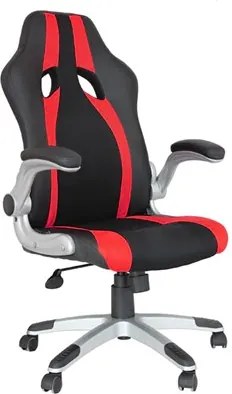 Cadeira Gamer Olzer em Couro Poliuretano - Preto/Vermelho