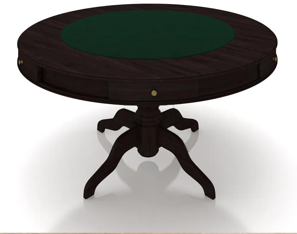 Conjunto Mesa de Jogos Carteado Bellagio Tampo Reversível e 6 Cadeiras Madeira Poker Base Estrela Veludo Azul Marinho/Tabaco G42 - Gran Belo