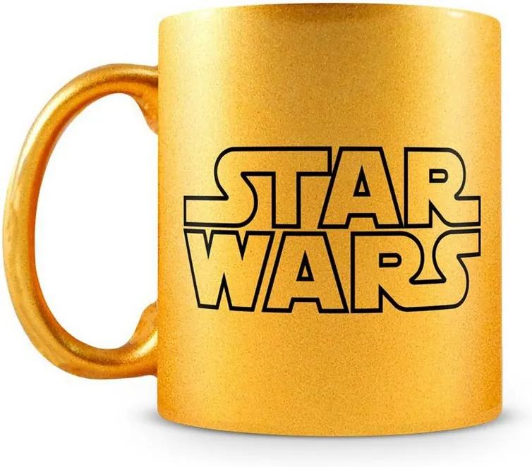 Caneca Personalizada Star Wars Darth Vader Dourada Perolada