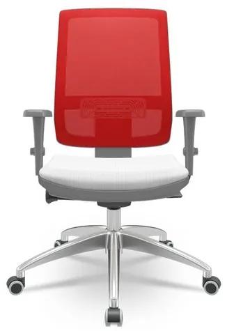 Cadeira Brizza Diretor Grafite Tela Vermelha Assento Aero Branco com Autocompensador e Base em Alumínio  - 65751 Sun House