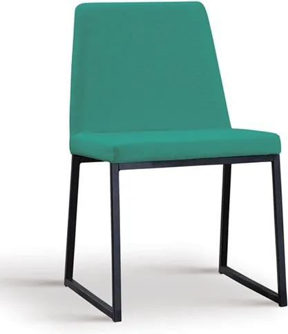 Cadeira Encke C/Pés em Aço Carbono - Azul Esverdeado