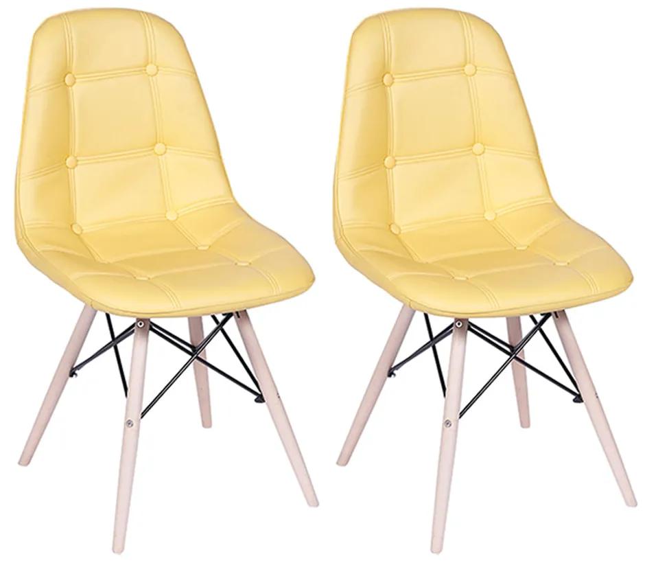 Conjunto 2 Cadeiras Eames Eiffel Botonê Amarelo
