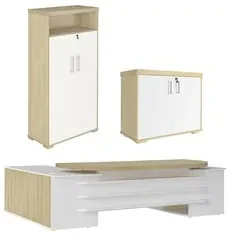 Conjunto Escritório Home Office 3 Peças Mesa em U Corp A06 Carvalho/Br