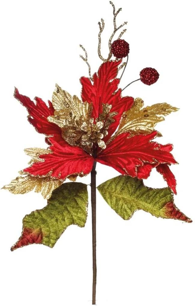 Flor decoraçÁo natal 1 Unidade poinsetia glitter vermelha