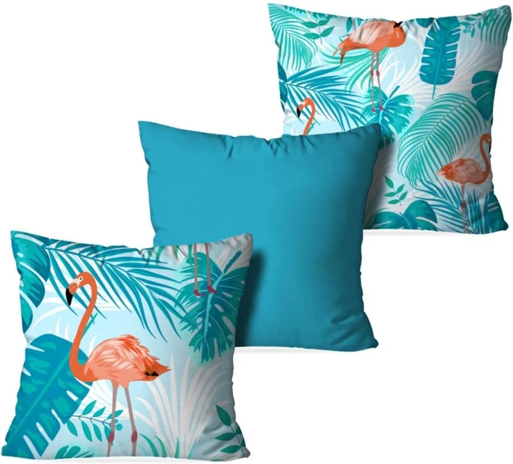 Kit 3 Almofadas Love Decor Decorativas Flamingo Blue Multicolorido