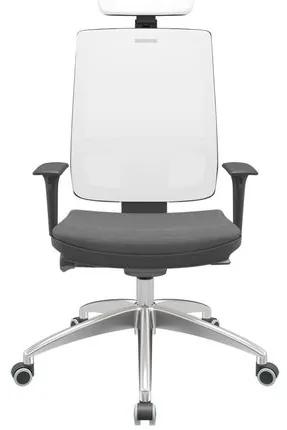 Cadeira Office Brizza Tela Branca Com Encosto Assento Poliéster Cinza Autocompensador 126cm - 63274 Sun House