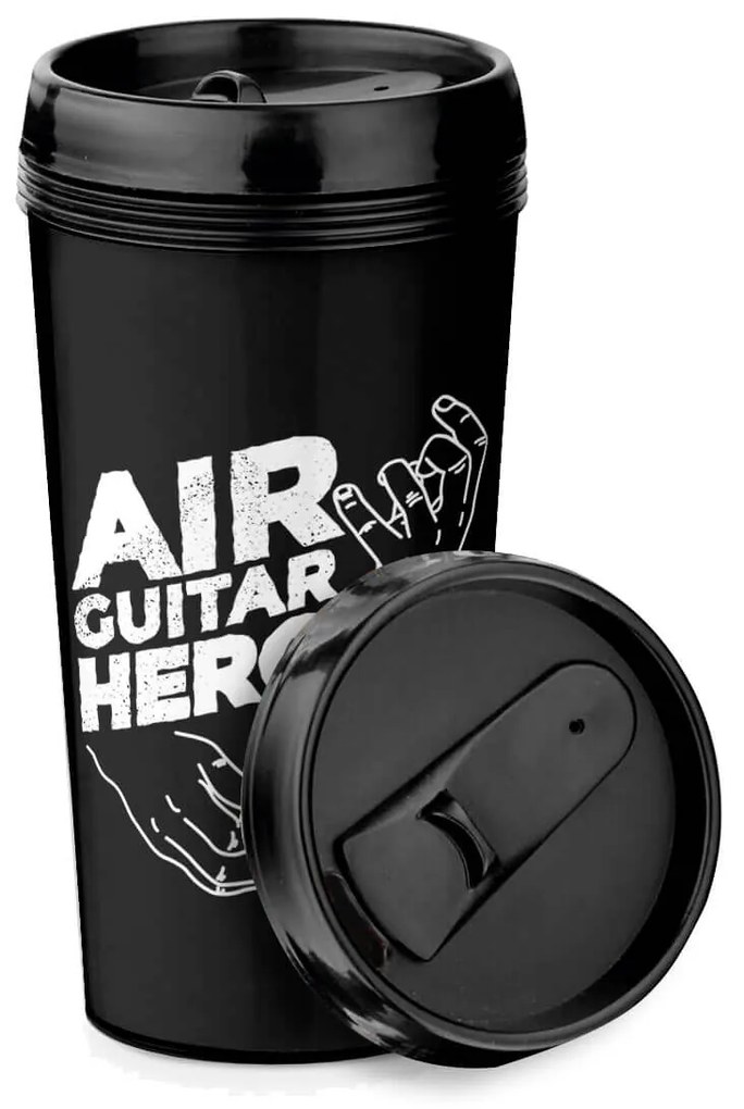 Copo Viagem 520ml Preto Air Guitar Hero Rock