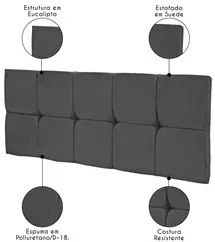 Cabeceira Casal Painel Para Cama Box 140cm Tina I01 Suede Grafite - Mp