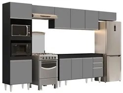 Armário de Cozinha Modulada 5 Peças CP13 Balcão Preto/Cinza - Lumil