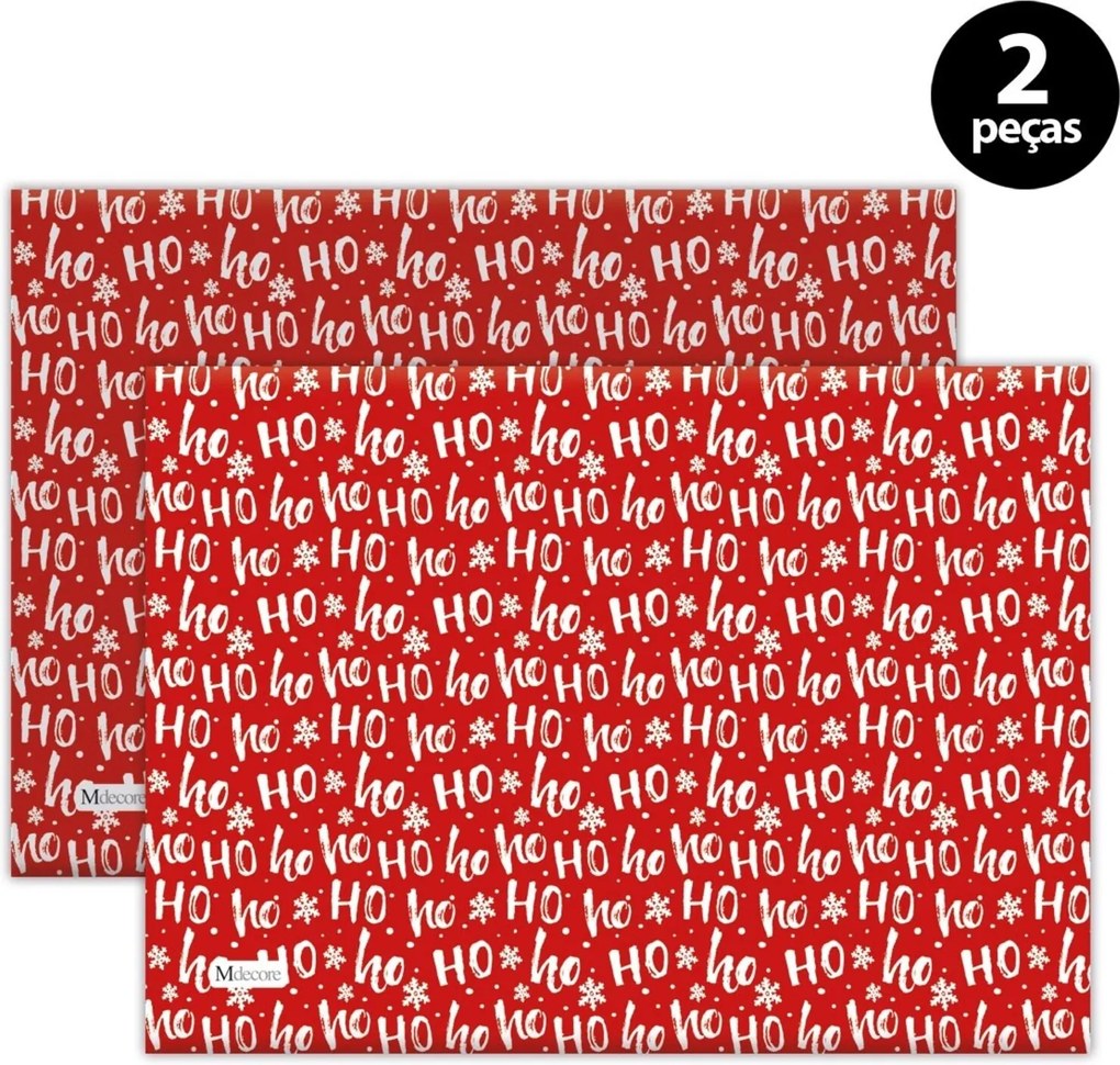 Jogo Americano Mdecore Natal Ho Ho Ho! 40x28 cm Vermelho 2pçs