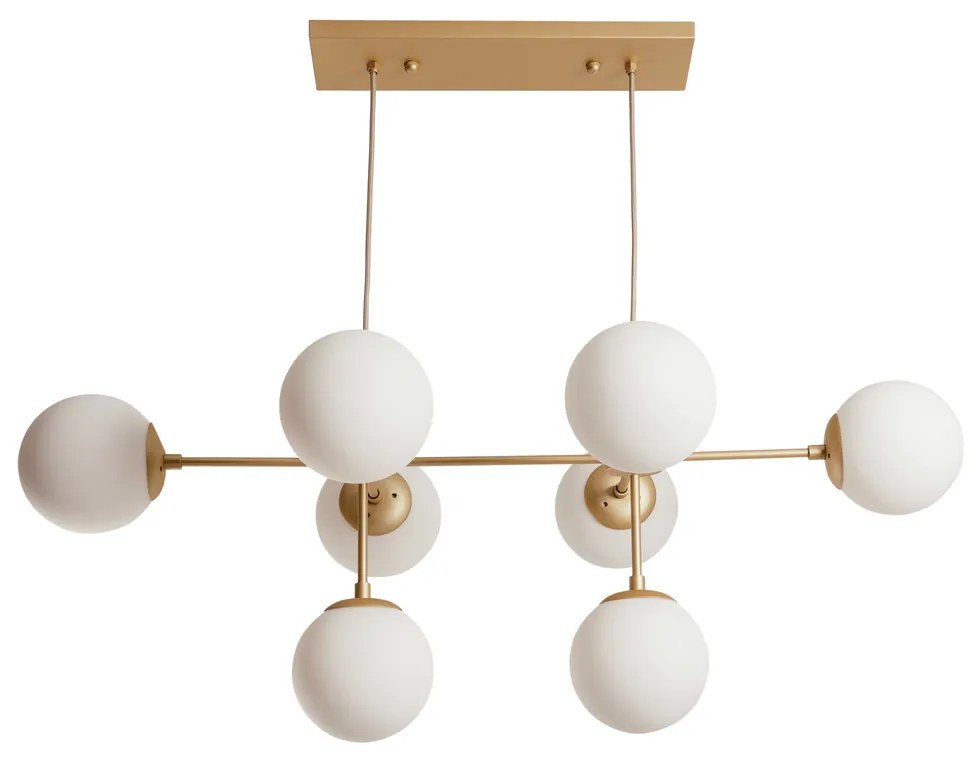 Pendente Torre 58X88X31Cm 8Xg9 Metal E Globo Ø12Cm - Usina 16761/8 (OC-M Ocre Metálico, CLEAR)