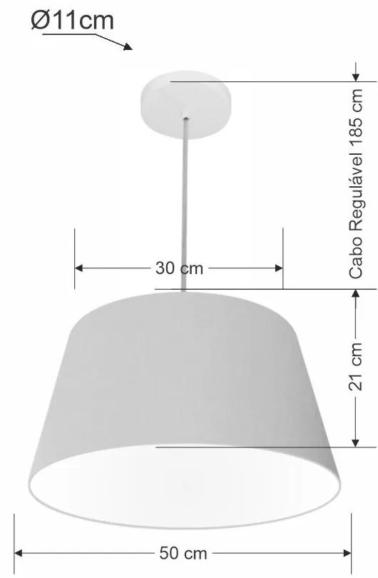Lustre Pendente Cone Vivare Md-4021 Cúpula em Tecido 21/40x30cm - Bivolt - Rustico-Cinza - 110V/220V