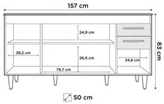 Balcão Gabinete Para Pia 160cm Áustria sem Tampo 4 Portas 2 Gavetas Br