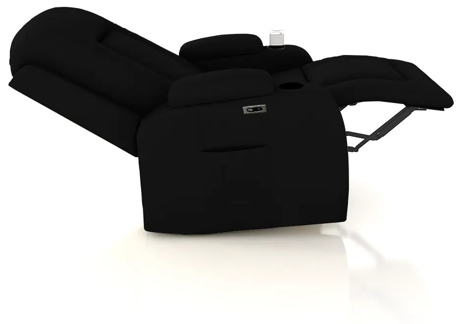 Poltrona do Papai Reclinável Massagem e Aquecimento Austin Botão Elétrico Giratória Balanço USB PU Preto G31 - Gran Belo