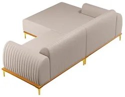 Sofá 265cm 4 Lugares com Chaise Esquerdo Pés Gold Molino C-107 Linho B