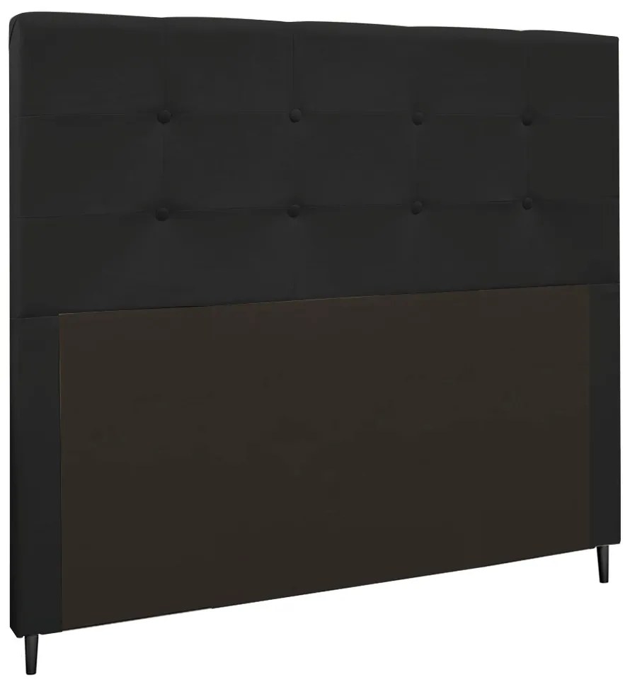 Cabeceira Luna Para Cama Box Casal 140 cm Suede - D'Rossi - Preto