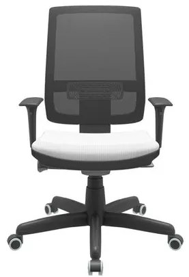 Cadeira Office Brizza Tela Preta Assento Aero Branco Autocompensador Base Standard 120cm - 63694 Sun House