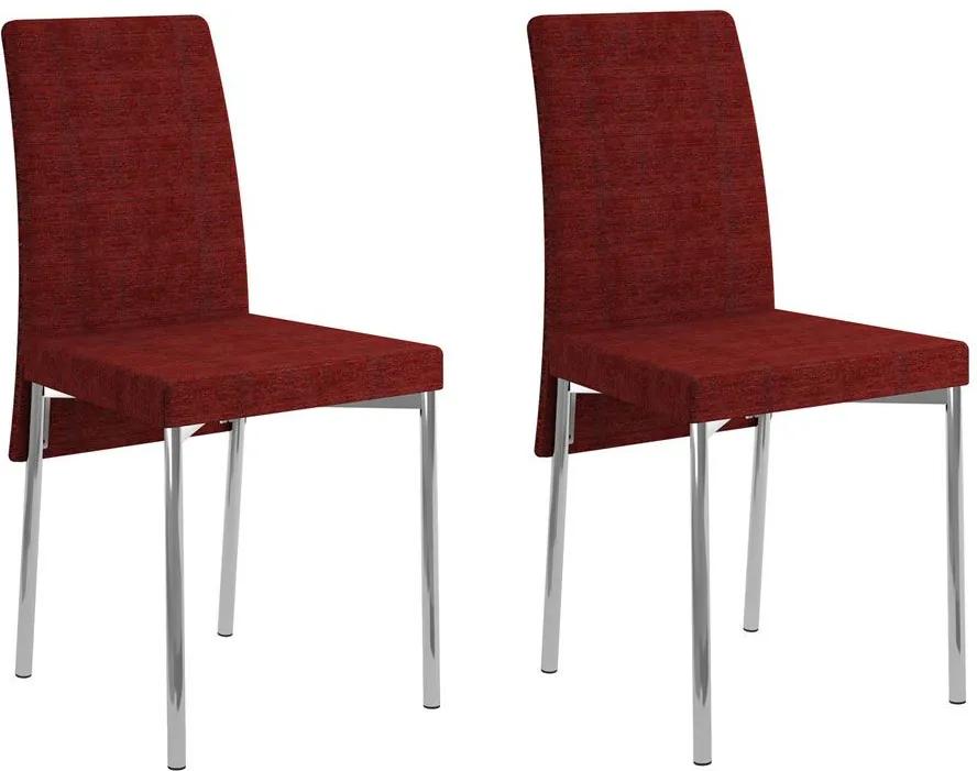 Cadeiras para Cozinha Kit 2 Cadeiras 306 Vermelho/Cromado - Carraro Móveis