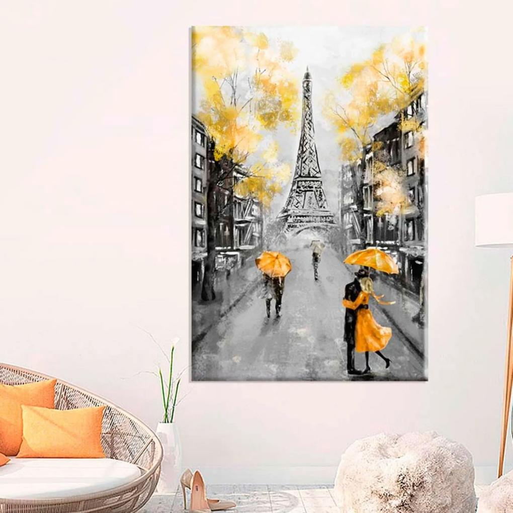 Tela Decorativa Pintura Paris Amarelo Grande Love Decor