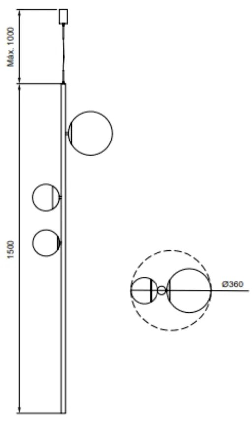 Pendente Organic Vertical Ø36X150Cm Alumínio E Globo Ø12Cm / Ø20Cm 1Xg... (CB-M - Cobre Metálico)