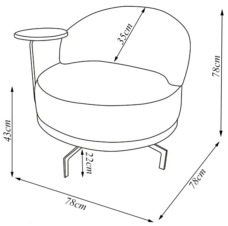 Poltrona Sala de Estar Pés em Ferro Champagne Giratória Braço Madeira Maciça 86cm Banff Bouclê Off White G63 - Gran Belo