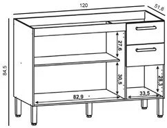 Balcão Gabinete para Pia sem Tampo 120cm Urban K02 Freijó - Mpozenato