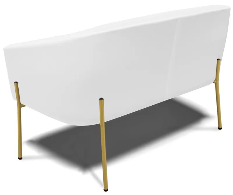 Namoradeira e 2 Poltronas Pé de Ferro Dourado Stella Sintético D03 - D'Rossi - Branco