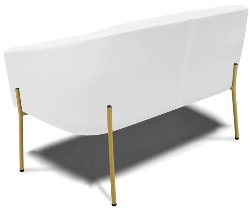 Namoradeira e 2 Poltronas Pé de Ferro Dourado Stella Sintético D03 - D'Rossi - Branco