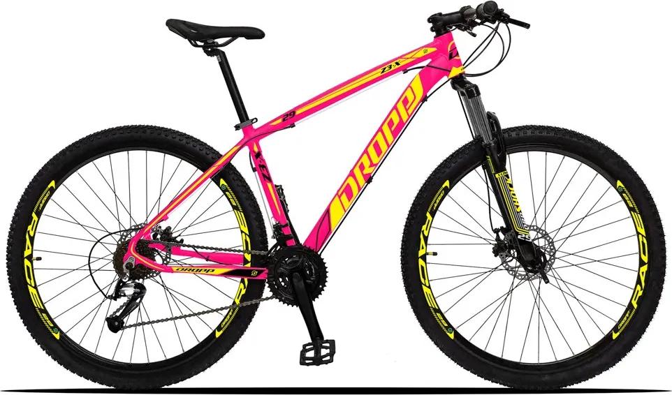Bicicleta Z3-X Aro 29 Quadro 19 Alumínio 27 Marchas Freio Disco Hidráulico Rosa Amarelo - Dropp