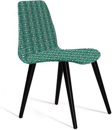 Cadeira Estofada Eames em Suede com Pés Palito - Verde/Cinza