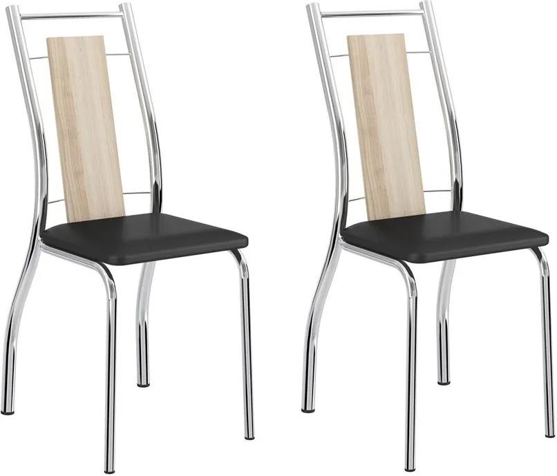 Cadeiras para Cozinha Kit 2 Cadeiras 1720 Anis/Preto Cromado - Carraro Móveis
