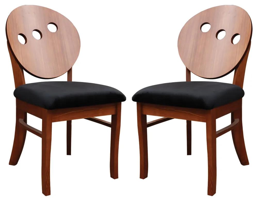 Kit 2 Cadeiras Decorativas Sala de Jantar Teseu Madeira Maciça Poliéster Preto/Imbuia G42 - Gran Belo