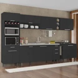 Armário de Cozinha CP07 Com Pia 180cm Pérola Z34 Preto      - Mpozenat