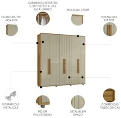 Guarda Roupa Casal 230cm Com 6 Portas Barok Opala/Cumaru Z10 - Mpozena