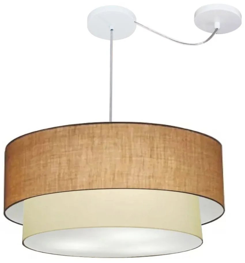 Lustre Pendente Cilíndrico Com Desvio Palha e Bege MJ-4363 Para Mesa de Jantar e Estar