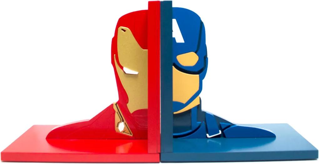 Aparador de Livros Guerra Civil Homem De Ferro e Capitão América Vingadores Marvel FBA