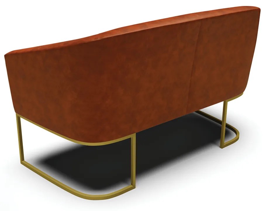 Sofá 2 Lugares Namoradeira Industrial Dourado Stella Sintético PU D03 - D'Rossi - Nozes
