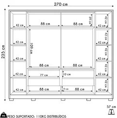 Guarda Roupa Casal 4 Portas 8 Espelhos Jacarandá Flex Jatobá/Fendi - A