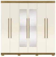 Guarda Roupa Casal 218cm Com Espelho Elegance Nature/Champanhe - Vila