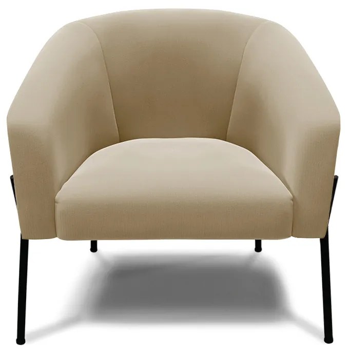 Poltrona Decorativa Pé de Ferro Preto Stella Suede Marrom Rato D03 - D'Rossi