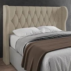 Cabeceira Casal King Cama Box 195cm Malva I02 Bouclê Capuccino - Mpoze