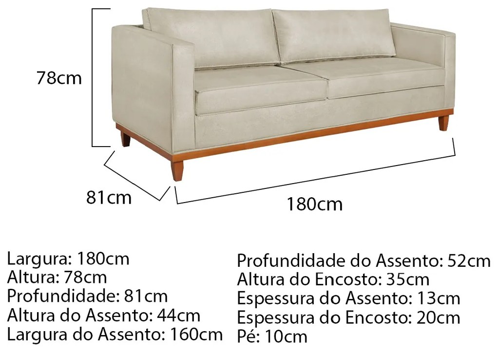 Kit Sofa 3 Lugares e 2 Poltronas Europa 180 cm Bouclé - ADJ Decor