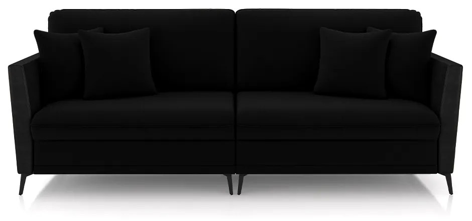 Sofá Living Decorativo Zagreb 2 Lugares 202cm com Almofadas Pés de Ferro Veludo/PU Preto G33 - Gran Belo