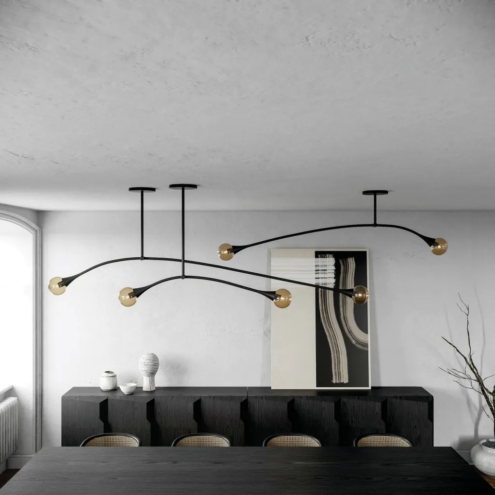 Pendente Jazz Haste Horizontal 78Cm Fixa 11X940X82Cm Globo 10Cm 2Xg9 -... (CP-M - Champanhe Metálico, Ambar)