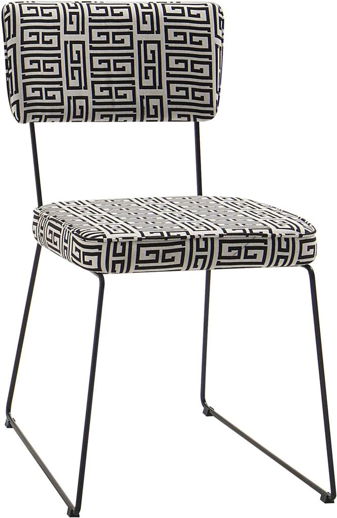 Cadeira Roma Aço Tecido Daf Preto/Branco