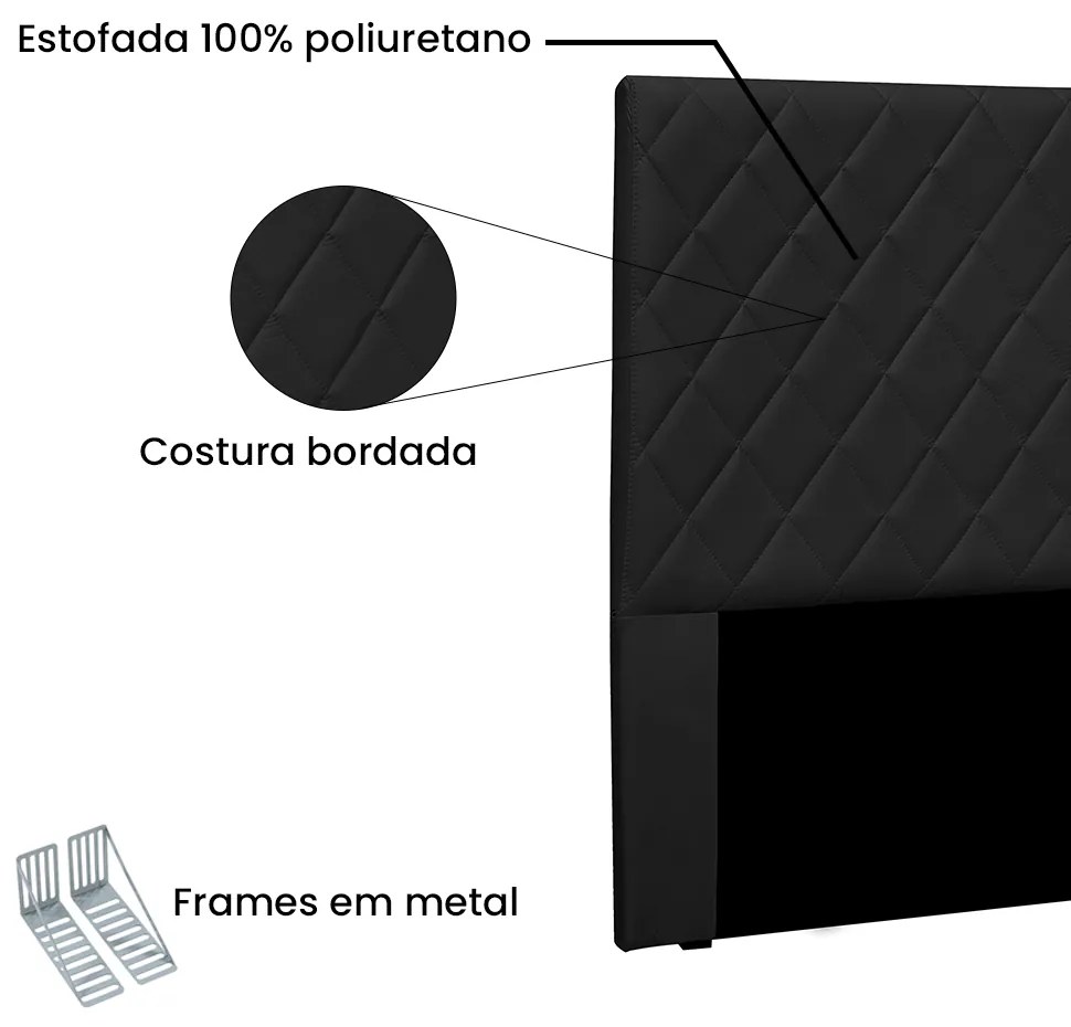 Cabeceira Cama Box Casal 140 cm Dubai Veludo S04 - D'Rossi - Preto